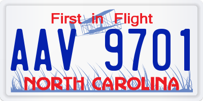 NC license plate AAV9701