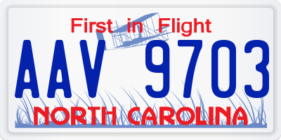NC license plate AAV9703
