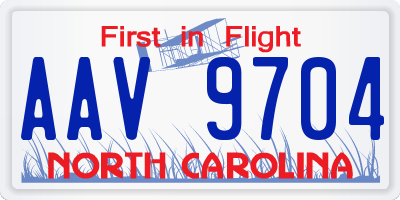 NC license plate AAV9704