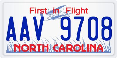 NC license plate AAV9708