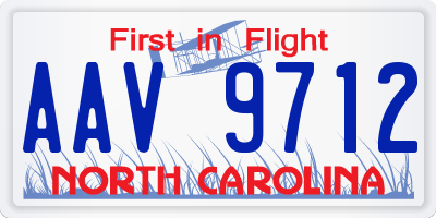 NC license plate AAV9712
