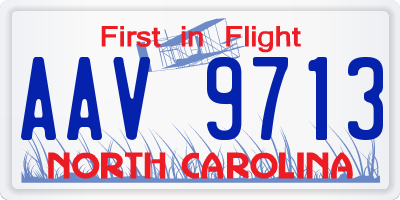 NC license plate AAV9713