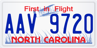 NC license plate AAV9720