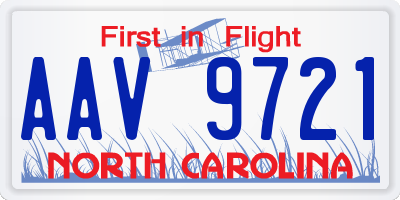 NC license plate AAV9721