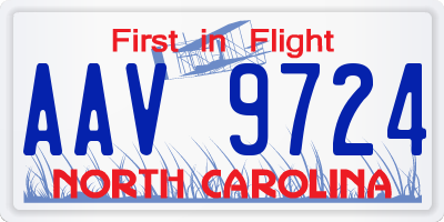 NC license plate AAV9724