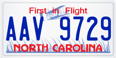 NC license plate AAV9729