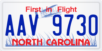 NC license plate AAV9730