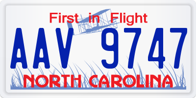 NC license plate AAV9747