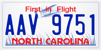 NC license plate AAV9751