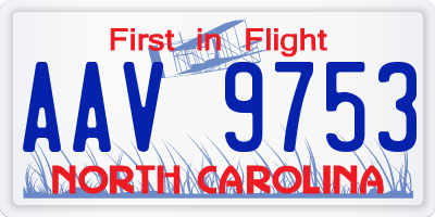 NC license plate AAV9753