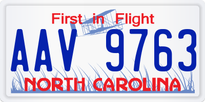NC license plate AAV9763