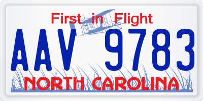 NC license plate AAV9783