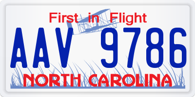 NC license plate AAV9786