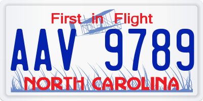NC license plate AAV9789