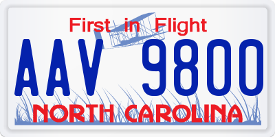 NC license plate AAV9800