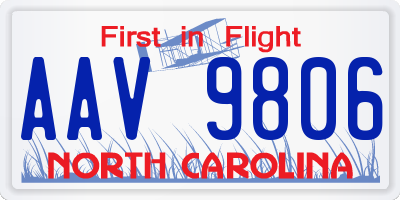 NC license plate AAV9806