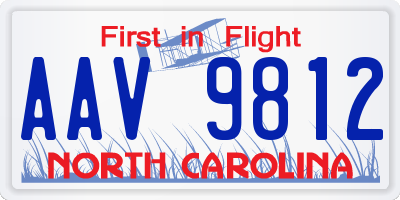 NC license plate AAV9812