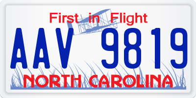 NC license plate AAV9819