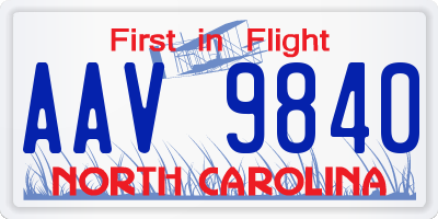 NC license plate AAV9840