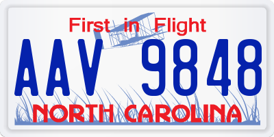 NC license plate AAV9848