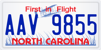 NC license plate AAV9855