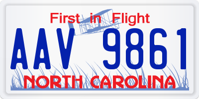NC license plate AAV9861