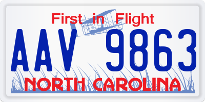 NC license plate AAV9863