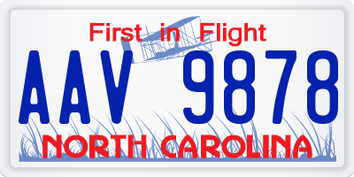 NC license plate AAV9878