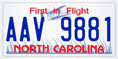 NC license plate AAV9881