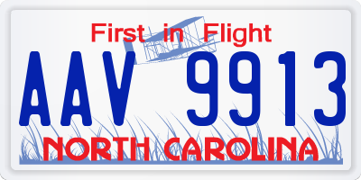 NC license plate AAV9913