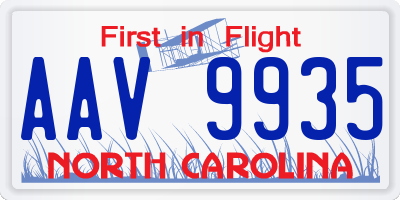 NC license plate AAV9935