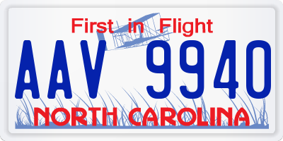 NC license plate AAV9940