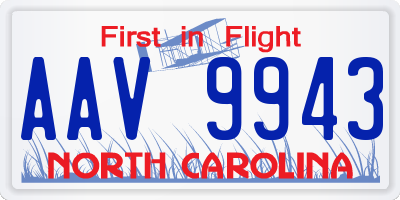 NC license plate AAV9943
