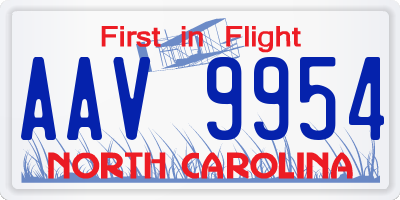 NC license plate AAV9954