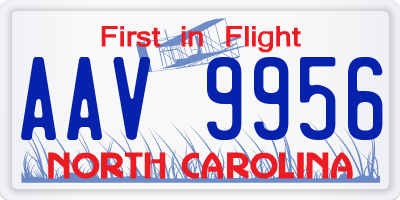 NC license plate AAV9956