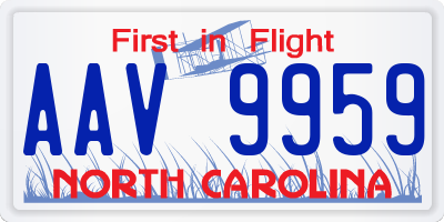 NC license plate AAV9959