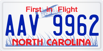 NC license plate AAV9962