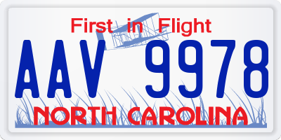 NC license plate AAV9978