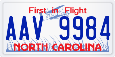 NC license plate AAV9984