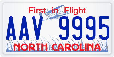 NC license plate AAV9995