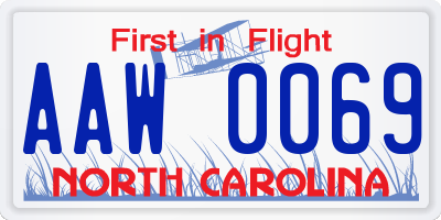 NC license plate AAW0069