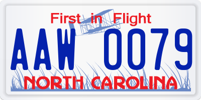 NC license plate AAW0079