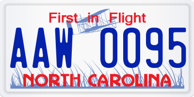 NC license plate AAW0095