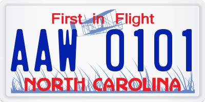 NC license plate AAW0101