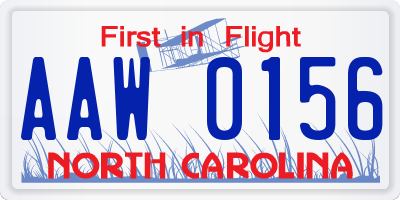 NC license plate AAW0156