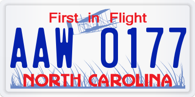 NC license plate AAW0177