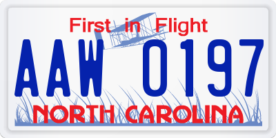 NC license plate AAW0197