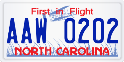 NC license plate AAW0202