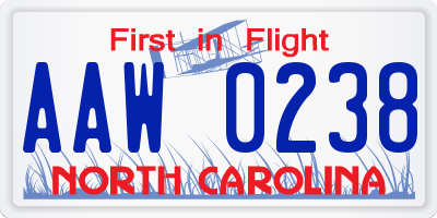 NC license plate AAW0238