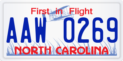 NC license plate AAW0269